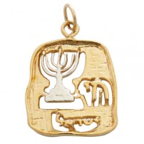  Gold Filled Menorah Chai Pendant